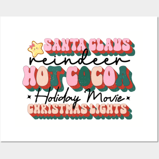 Santa Claus Reindeer Hot Cocoa Holiday Movie Christmas Lights Posters and Art